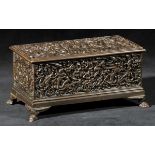 *Bronze casket. A 19th-century Renaissance style bronze box, of rectangular form, profusely cast