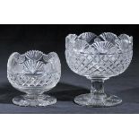 *Bowl. A George III cut glass bowl, circa 1825, with cross cut diamonds, fan cut rim on facet cut