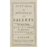 Evelyn (John). Acetaria. A Discourse of Sallets, 2nd edition, printed for B. Tooke, 1706, folding