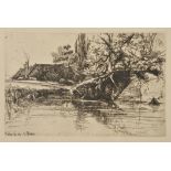 *Haden (Sir Francis Seymour, 1818-1910). The Moat House, Sonning, 1866, etching and drypoint on