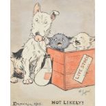 *Aldin (Cecil). Not Likely!, 1915, watercolour, signed by artist to lower right, some adhesion scars