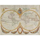 World. Blome (Richard), A Mapp or General carte of the World, Designed in two Plaine Hemisphers by