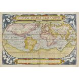 World. Ortelius (Abraham), Typus Orbis Terrarum, published Antwerp, [1570], hand coloured map,