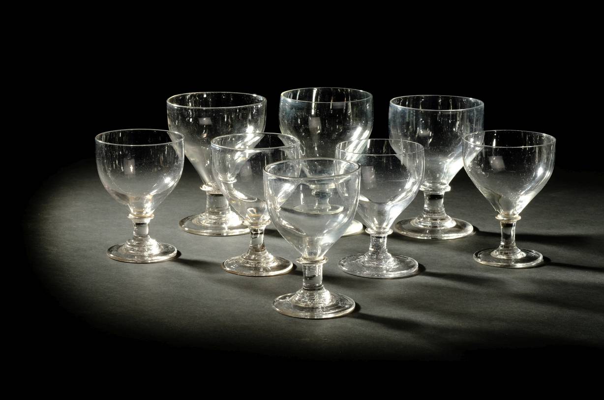 *Rummer. A mixed collection of eight Georgian glass rummers, various sizes, each with knopped stem - Image 2 of 5
