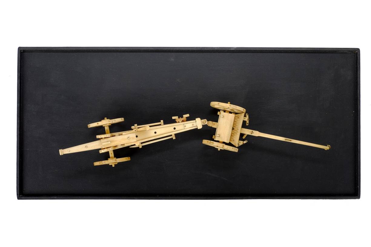 *Prisoner of War. A Napoleonic bone prisoner of war work gun carriage, the two-wheel field gun - Image 3 of 7