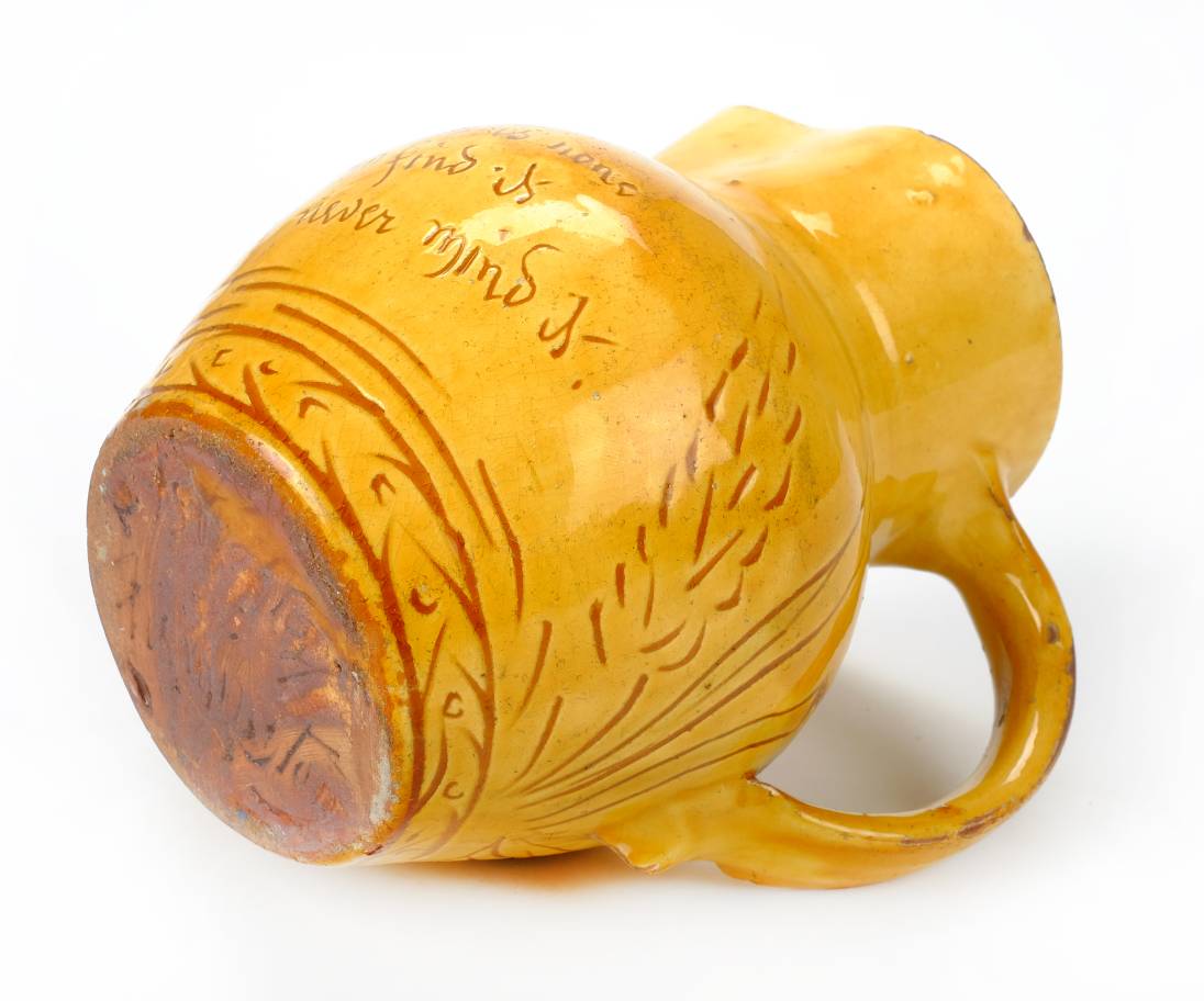 *Bideford. A Bideford pottery jug by Edwin Beer Fishley, circa 1890, yellow glaze incised with wheat - Image 7 of 8