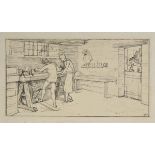 *Hughes (Edward Robert, 1851-1914). Scenes of Medieval Industry, five pen and ink drawings on paper,