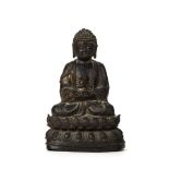 *Bronze. An impressive Chinese bronze seated figure of a Bodhisattva, Qing Dynasty, probably late