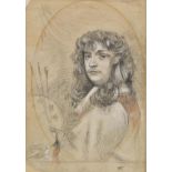 *After Sir Peter Lely (1618-1680). Self-portrait, black and coloured chalks on laid paper,