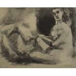 *Picasso (Pablo, 1881-1973). Hemme couch‚ et femme assise, reproduction print on watermarked