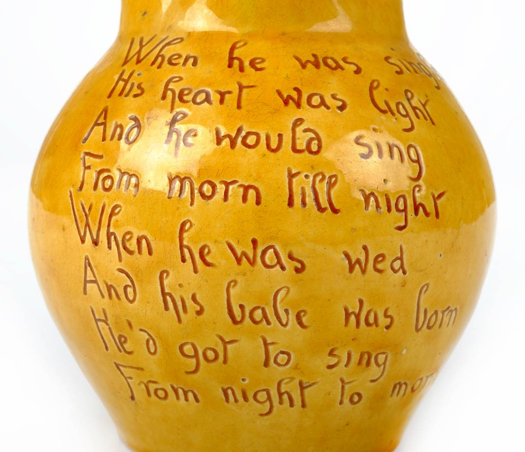 *Bideford. A Bideford pottery jug by Edwin Beer Fishley, circa 1890, yellow and green glaze - Image 3 of 6