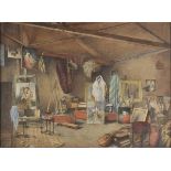 *Victorian School. The Artist's Studio, circa 1860, watercolour on paper, 522 x 713mm x 20.6 x 28.