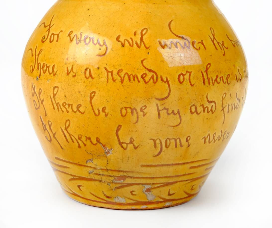 *Bideford. A Bideford pottery jug by Edwin Beer Fishley, circa 1890, yellow glaze incised with wheat - Image 5 of 8