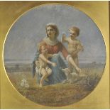 *English School. Virgin and Child with infant Saint John in the fields, 1893, large circular oil