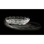 *Dish. A large George III glass dish, possibly for an epergne, the body cut with strawberry diamonds