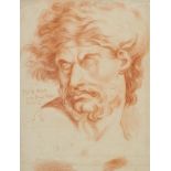 *French School. Head of a man expressing hatred, early to mid 18th century, red chalk on laid paper,