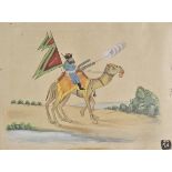 *Company School. Two soldiers, mounted on camelback, with rifles, 19th century, watercolour and