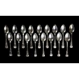 *Serving spoons. Seventeen George III King's pattern silver serving spoons, various makers including