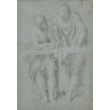 *Italian School. Two figures leaning on a balcony looking down, early 17th century, pencil on pale