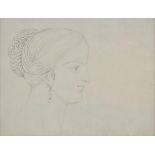 *Blake (William, 1757-1827). Head of a girl, 1819, pencil on paper, profile portrait to the right of