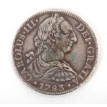 *Shipwreck Artefacts. A piece-of-eight (8 Reales), obverse, bust of Charles III (Spanish King),