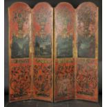 *Morrell (Harriette Anne, 1843-1924). Painted folding screen, 1911-1913, oil on leather backed