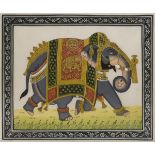 *Indian School. Royal Elephant, 20th century, gouache and watercolour on silk, heightened with gilt,