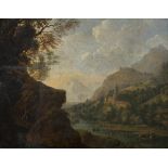 *Attributed to Robert Griffier (circa 1675- after 1727). Mountainous River Landscape with figures on