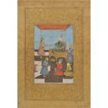 *Shiraz School. A pair of miniature paintings depicting princes at court, probably 18th century,