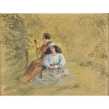 *Orchardson (William Quiller, 1832-1910). Study of two women reading outdoors, watercolour on paper,