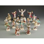 A GROUP OF SIXTEEN AFFENKAPELLE OR MONKEY ORCHESTRA FIGURES, mostly Pößneck examples, five Meissen