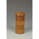 A CHINESE HARDWOOD SECTIONAL CONTAINER of cylindrical form, possibly huanghuali, late Ming-Qing,