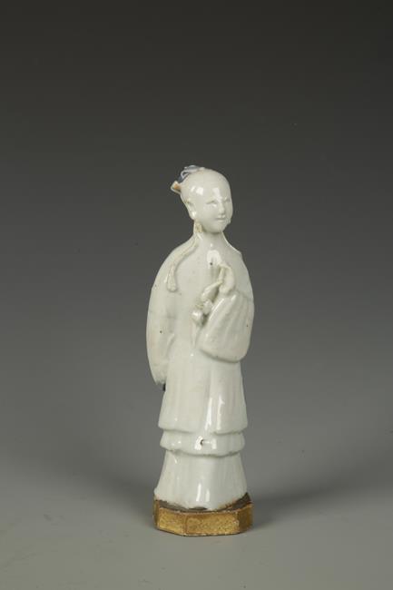 A CHINESE BLUE AND WHITE FEMALE IMMORTAL, Qing, 6.75" high