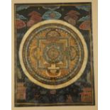 TWO HIMALAYAN OR SOUTH EAST ASIAN MANDALAS, one with fewer figures and clouds above, the other