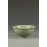 A CHINESE LONGQUAN CELADON BOWL of rounded form with a flared rim, Ming, 6.5" dia.