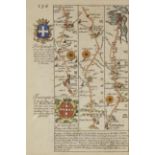 EMMANUEL BOWEN AND JAMES OWEN: A double sided strip map of Somerton, Frampton and Weymouth, 7.5" x