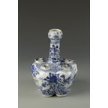 A CHINESE BLUE AND WHITE 'CROCUS' VASE decorated with flowers, Qing, 9" high