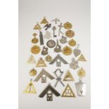 A COLLECTION OF MASONIC SILVER PLATED AND GILT COLLAR JEWELS/MEDALS, including various types