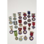 A SELECTION OF SILVER GILT AND ENAMEL MASONIC JEWELS/MEDALS, including Founder, Steward and other