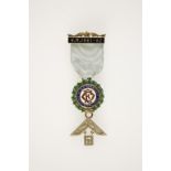 A SILVER GILT AND ENAMELED MASONIC JEWEL/MEDAL, Lodge Of Old Friendship 3907, with presentation