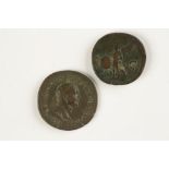 ROMAN EMPIRE. VESPASIAN, 69-79 A.D. AE DUPONDIUS. Radiate head right, Victory standing between '