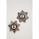 A SILVER AND ENAMEL KNIGHTS TEMPLAR BADGE, and one other silver plated. (2)