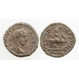 ROMAN EMPIRE. CARACALLA, 198-217 A.D. AR DENARIUS. Laureate head right, emperor on horseback