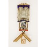 A SILVER GILT AND ENAMELED MASONIC JEWEL/MEDAL, St Mary Hitcham Lodge No. 6419