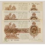 GEORGE V, £1 TREASURY NOTES, Warren Fisher, L1/65 No. 771902, M1/5 No. 277739, G1/69 No. 764447. (