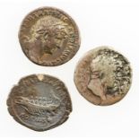 ROMAN EMPIRE. HADRIAN, 117-138 A.D. AR DENARIUS. Various reverse types. (3 coins)