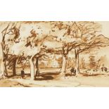 ATTRIBUTED TO EDWARD WEBB (1805-1854) A series of monochrome landscapes, chalk and wash, 4.25"x 7.