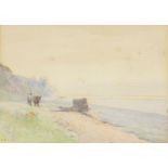 JOHN WHITE (1851-1933) A coastal path with a man and donkey, and a similar view, signed and dated '