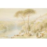 E.WAKE COOK, R.B.C (BRITISH 1843-1926) "Lake Nemi, and the Campagna of Rome" signed lower left,