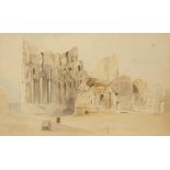 ATTRIBUTED TO THOMAS MILES RICHARDSON SNR (1784-1848), A study of Abbey ruins, watercolour, 10"x